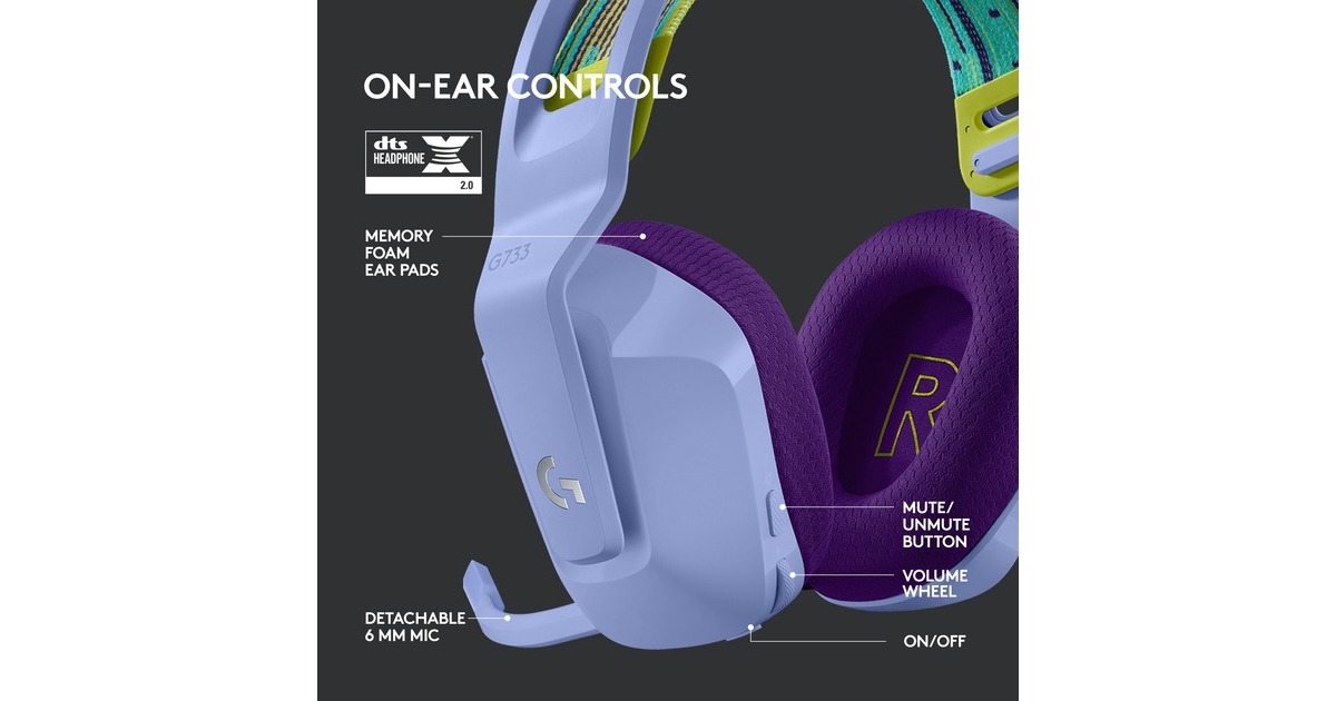 LogitechG733 LIGHTSPEED Wireless RGB  over-ear gaming headset  (Lila, Pc, PlayStation 4)