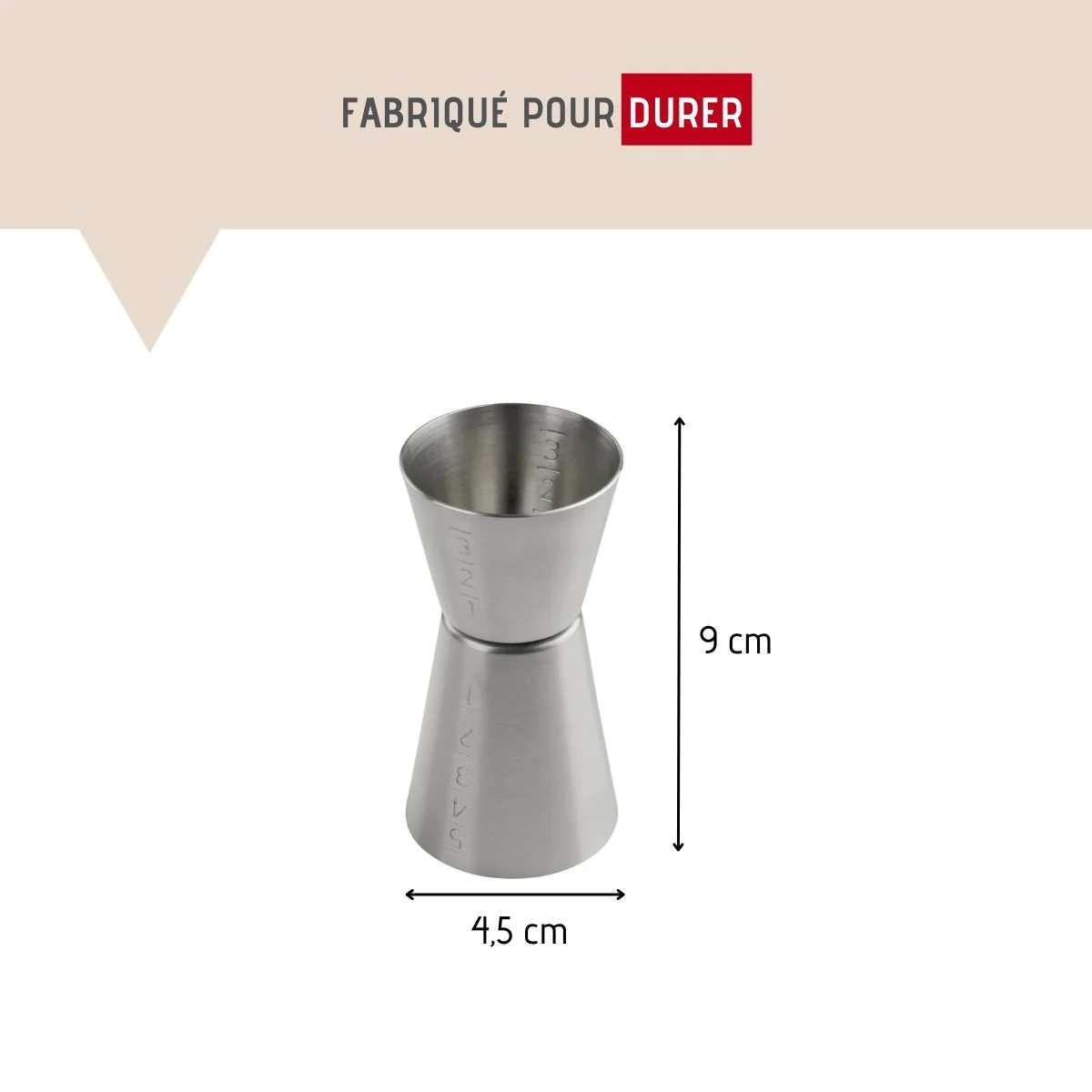Doseur alcool pour cocktail 5 cl et 3 cl en inox Boissons FM Professio