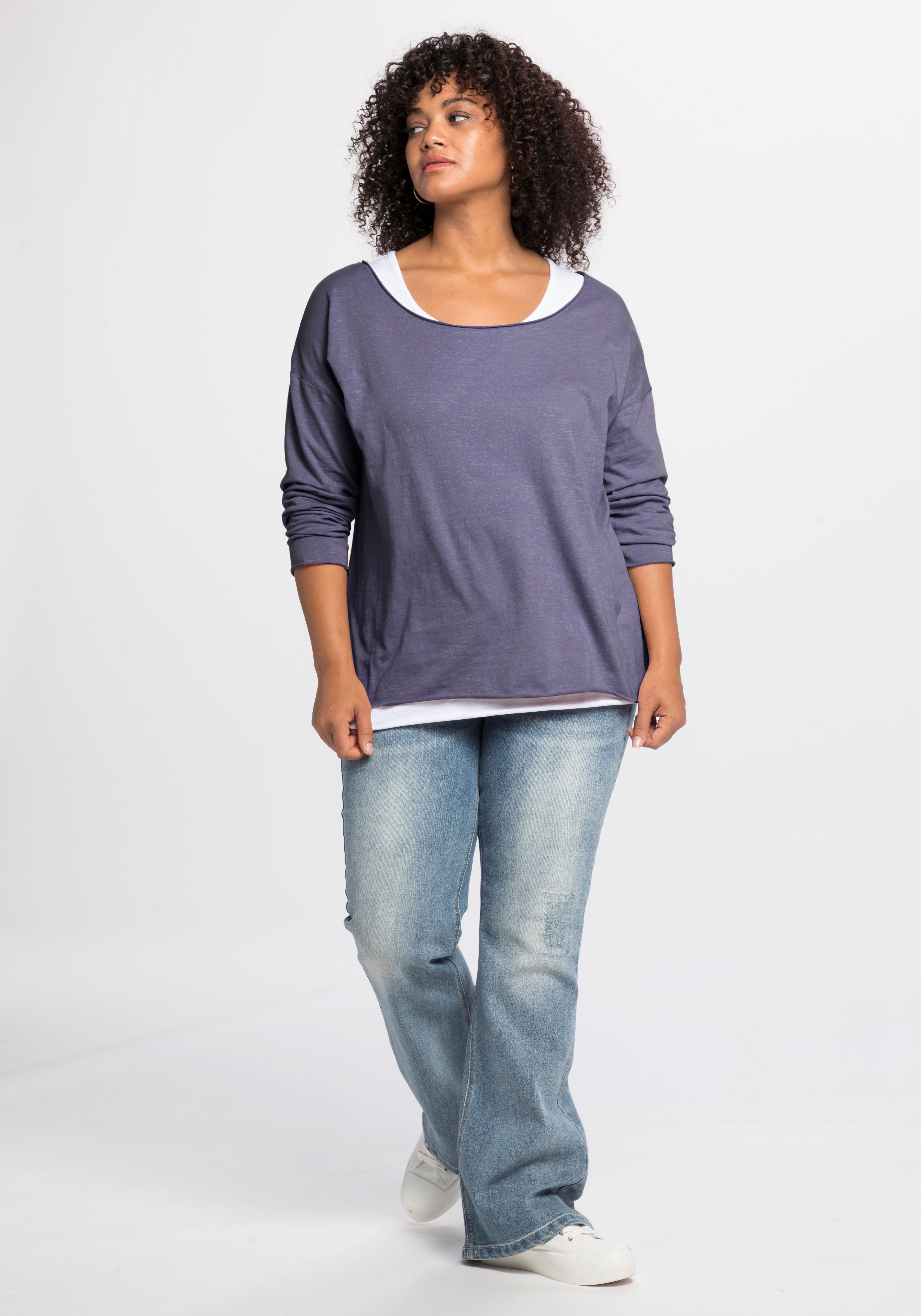 Langarmshirt im Layeringlook, mit Rollkanten