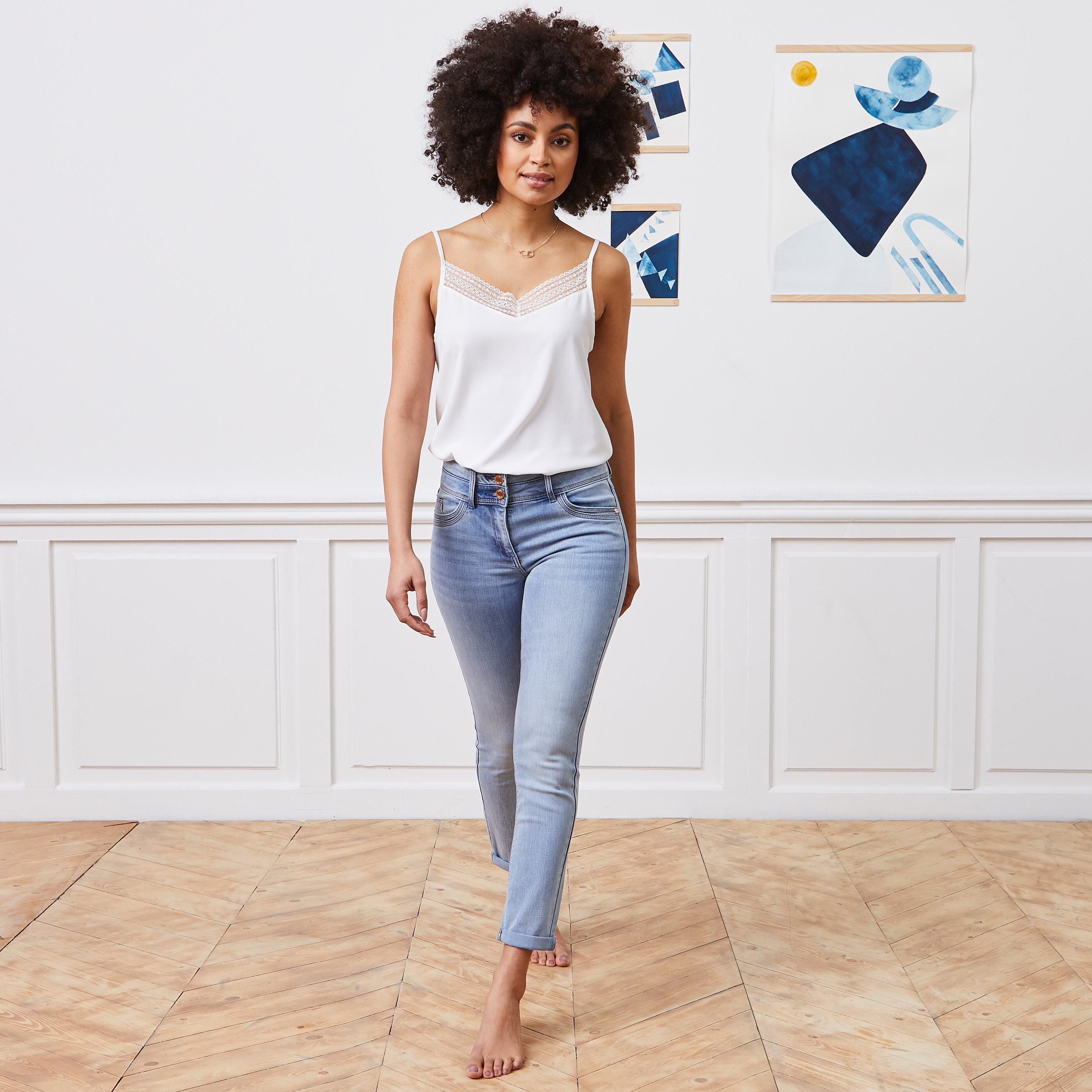 Jean raccourci taille haute HANOI femme - LIGHT STONE