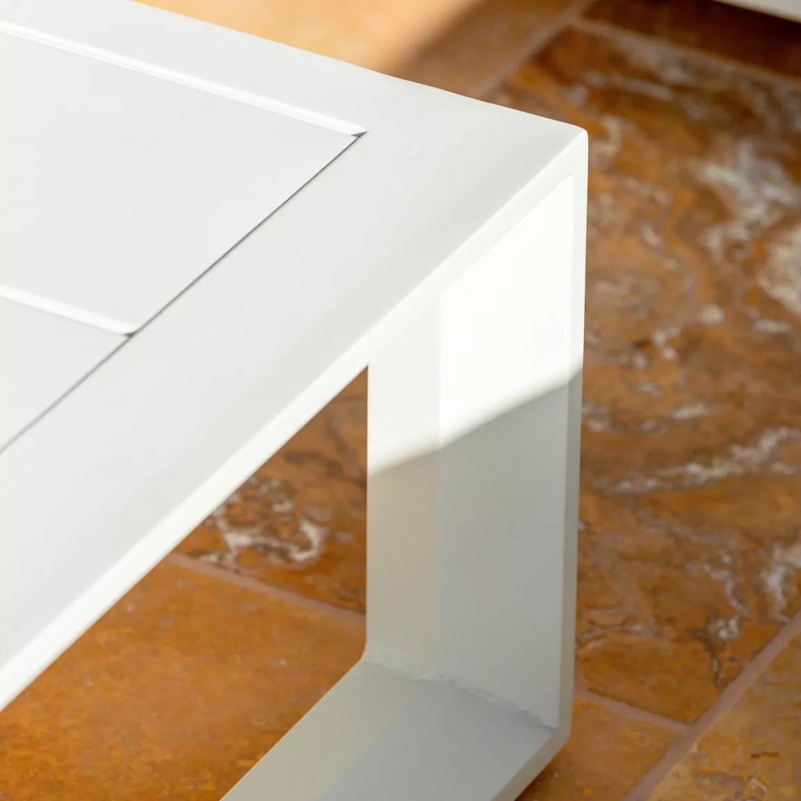 Salon de jardin d'angle aluminium 5 places Elba Blanc et taupe