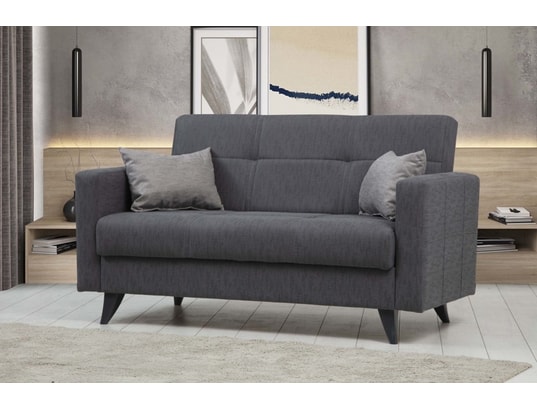 CONCEPT1 - Canapé lit Polya 2 places gris foncé 151 x 75 x h86