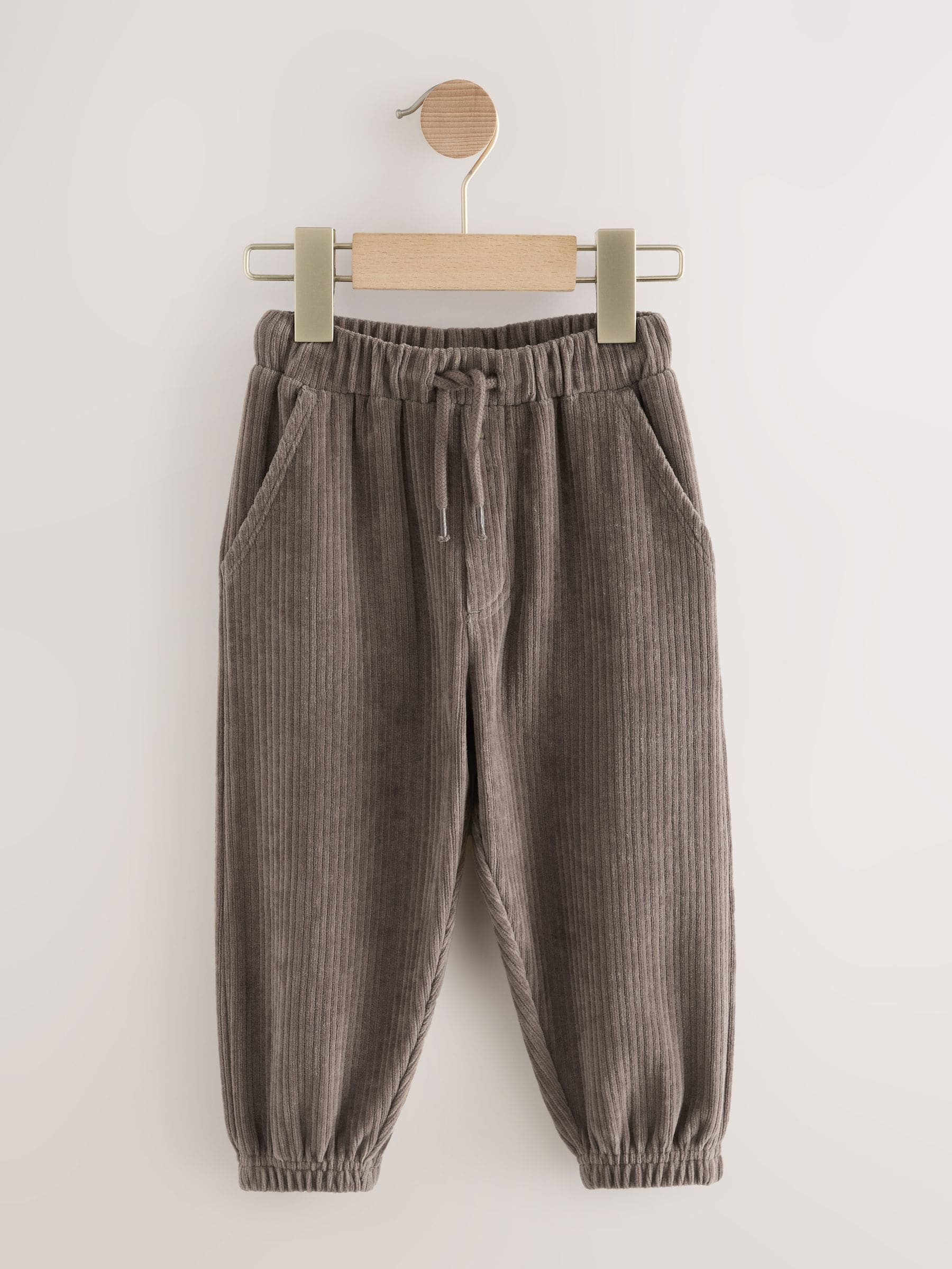 Nertsgrijs/bruin - Jersey corduroy joggingbroek (3mnd -7jr)