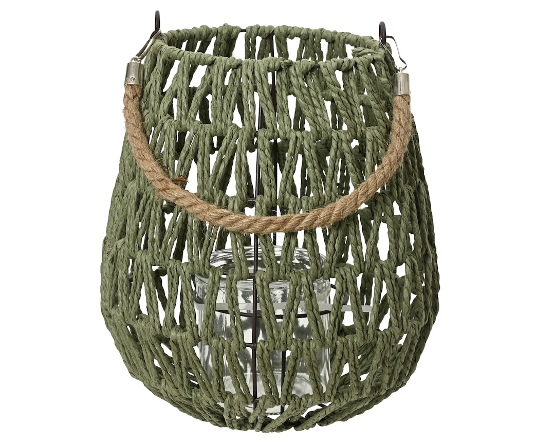 Standlaterne 27 cm Jute grün