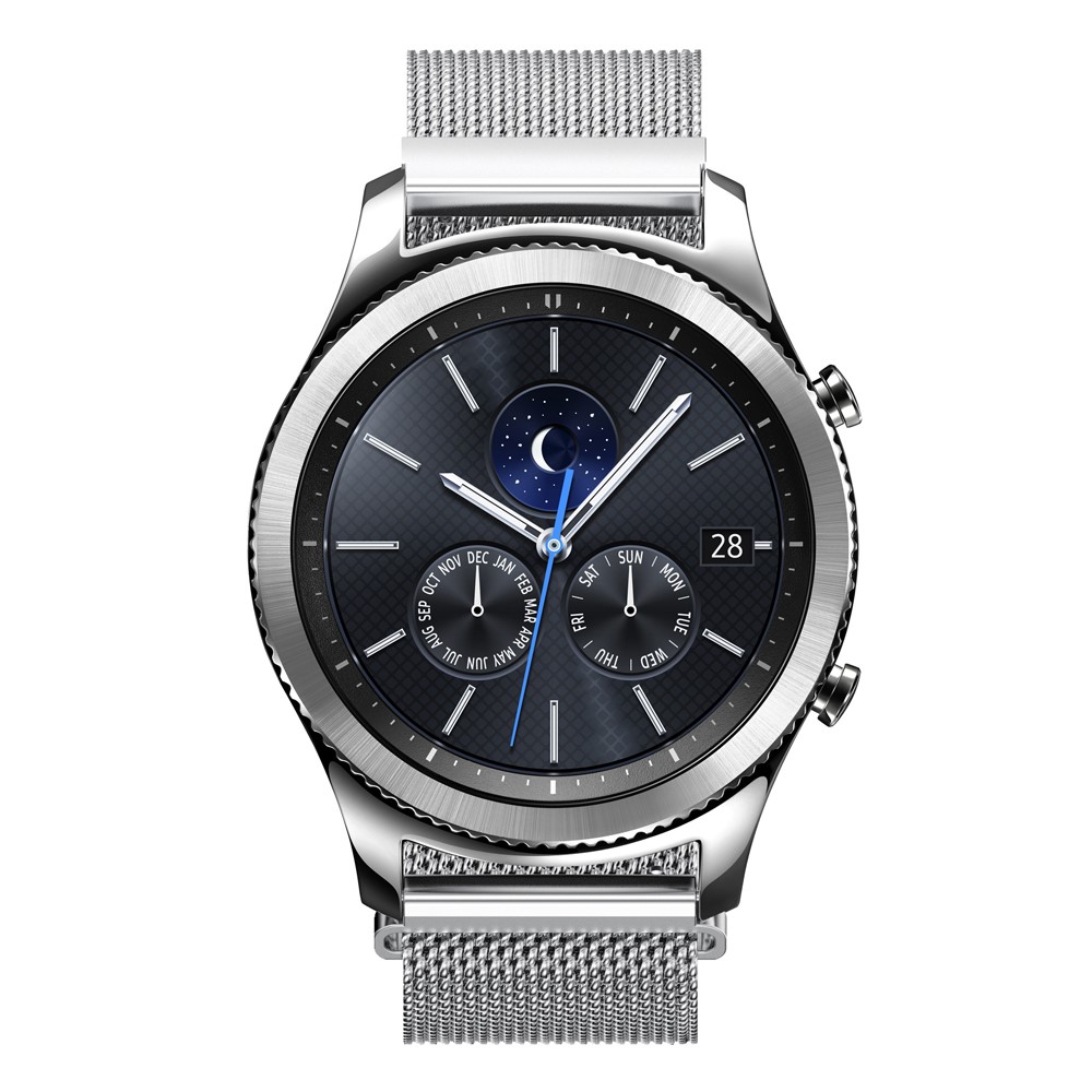 Samsung Galaxy Watch 46mm / Gear S3 Classic / S3 Frontier Edelstahl Ersatz Armband Milanaise - Silber