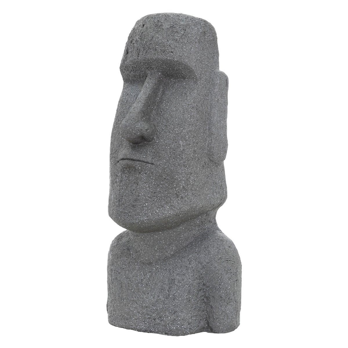 ECD Duitsland Moai figuur Rapa Nui hoofd 78 cm hoog, gemaakt van weerbestendig gegoten steenhars, grijs, Paaseilandbeeld als decoratie voor huis & tuin, tuinfiguur, decoratief figuur, sculptuur voor binnen en buiten