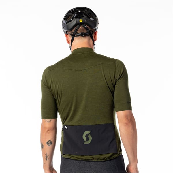 Maillot vélo SCOTT SHIRT M'S GRAVEL MERINO SS FIR GREEN/BLACK