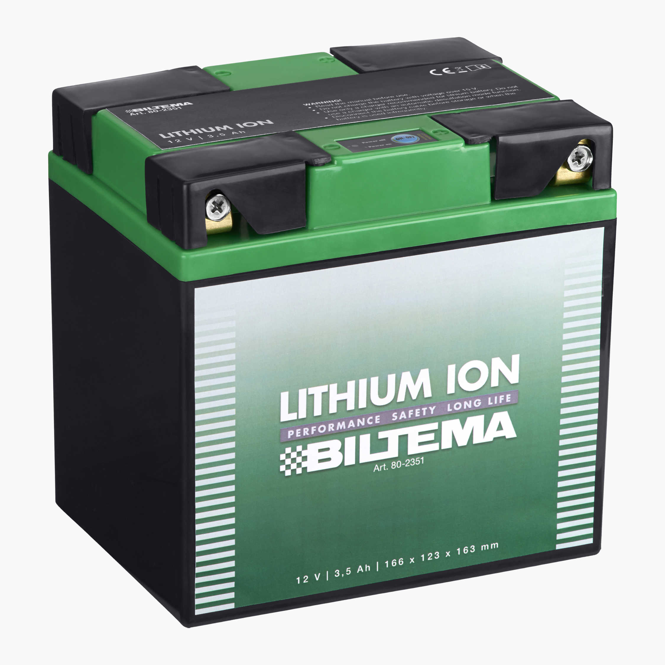Fritidsbatteri gressklipper Litium LiFePO4, 12 V, 3,5 Ah, 163 x 166 x 123 mm