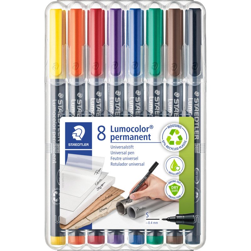 Stylo feutre Staedtler Lumocolor 313 S écriture extra-fine - Pochette de 8 couleurs fun
