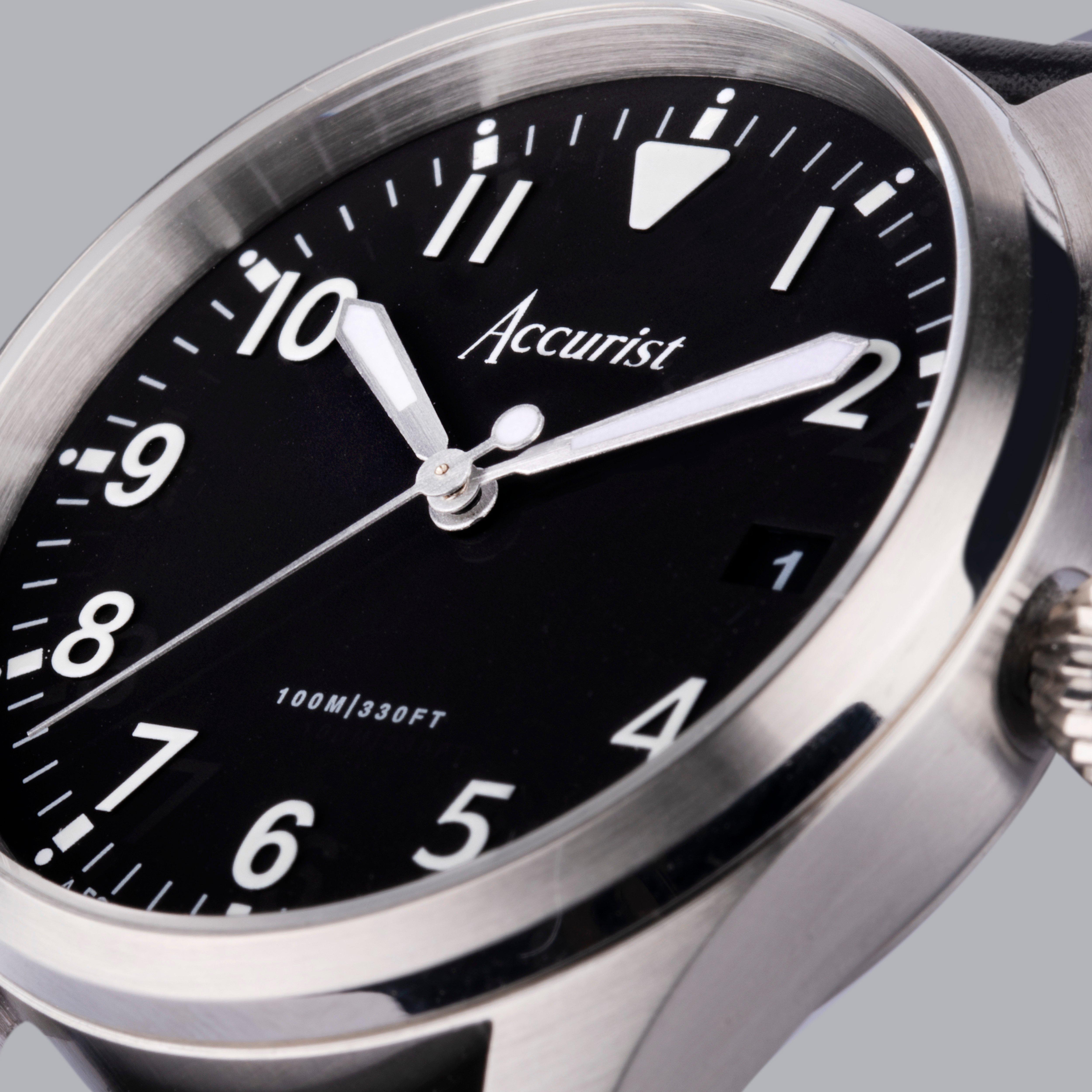 Accurist Aviation Mens Stainless Steel Classic Analogue Quartz Watch