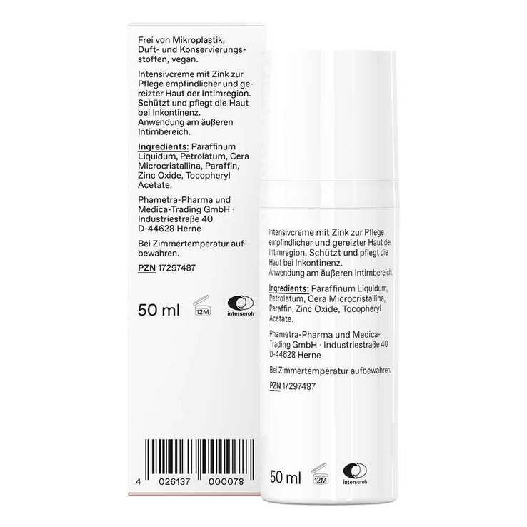 Intim Schutz- und Pflegecreme + Zink, 50 ml