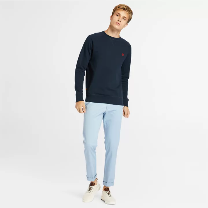 Sweat à col rond et envers bouclé Exeter pour homme en bleu marine