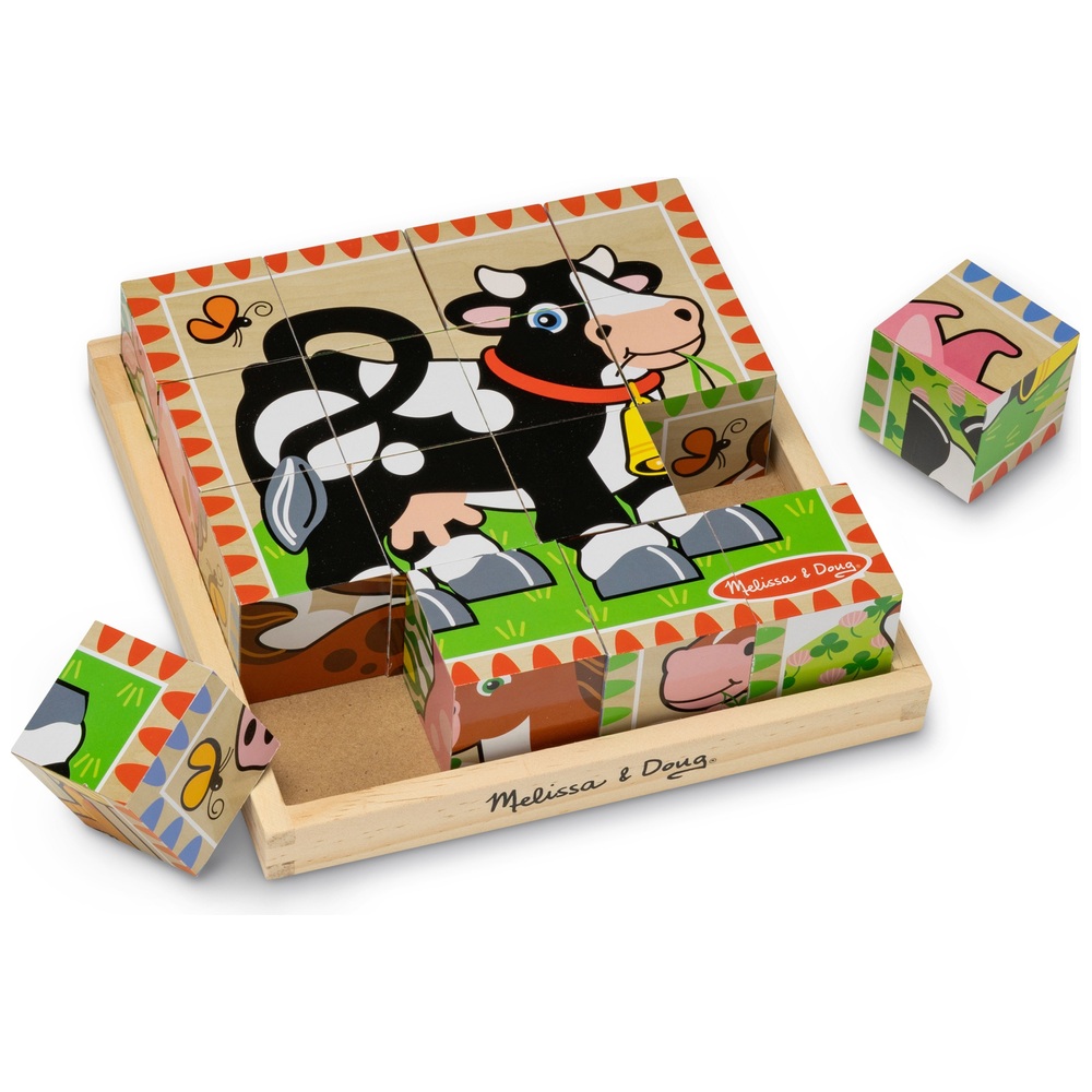 Melissa & Doug 6-in-1 Bauernhof-Würfelpuzzle