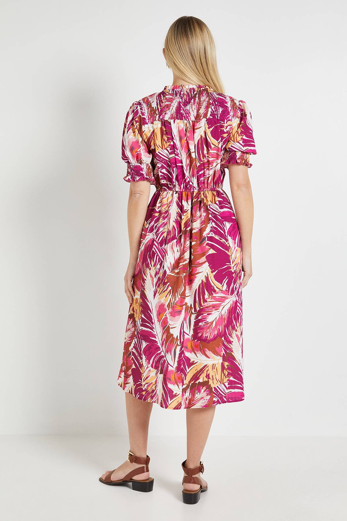 Wallis Robe De Thé Petite À Imprimé Palmier Estival