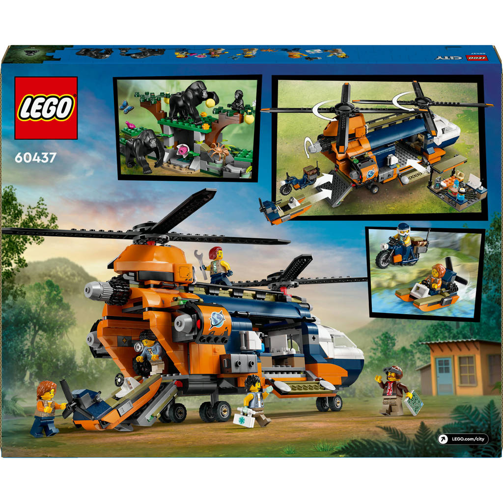 Prachtige speelsetJungleonderzoekers: helikopter bij de basis, Bouwpakket voor Kinderen 60437