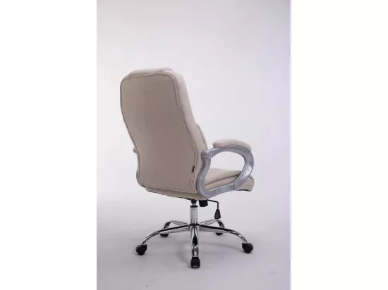 Chaise de bureau - Tissu & Métal chromé - Crème - XL Apoll