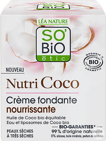 So'Bio Étic Nutri Coco Crème Fondante Nourrissante Peaux Sèches À Très Sèches Bio Pot 50ml