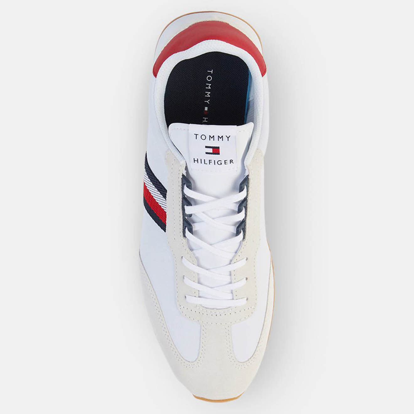 Tommy Hilfiger Baskets en Cuir  Running Mix Stripe blanc/beige