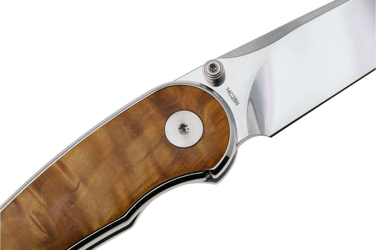 QSP Knife Dolphin 161-B Polished 14C28N, Stabilized Wood, zakmes