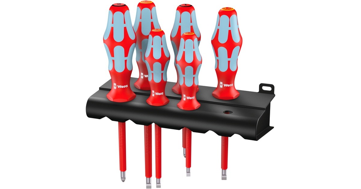 Wera3165 i/6 Schroevendraaierset, roestvrij staal + rek  (Rood/blauw, 6-delig)