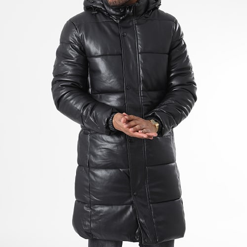 Doudoune Capuche Longue Enduit M2115 Noir