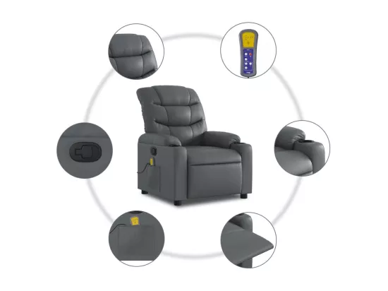 Fauteuil massant inclinable Gris Similicuir