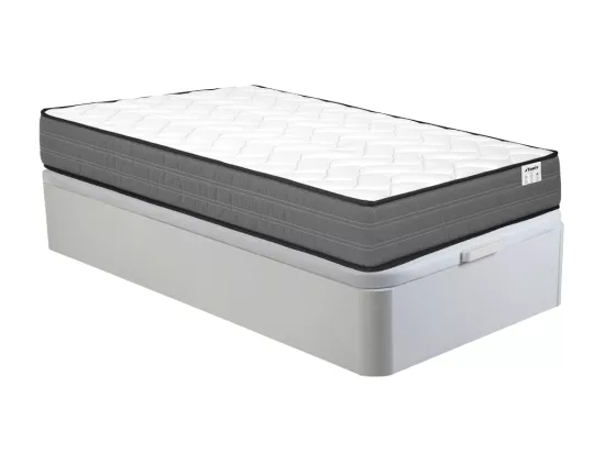 Ensemble 90 x 190 cm sommier coffre blanc + matelas ressorts ensachés ép.20cm - AMBRACIE de YSMÉE