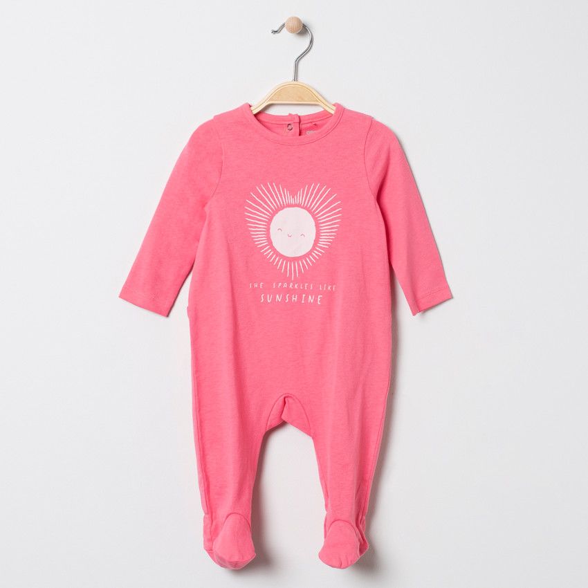 Dors-bien en jersey rose print coeur - Multicolore