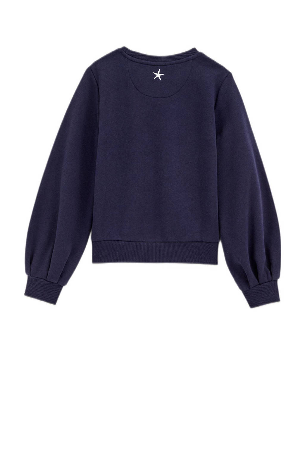 WE Fashion sweater met printopdruk en pailletten donkerblauw
