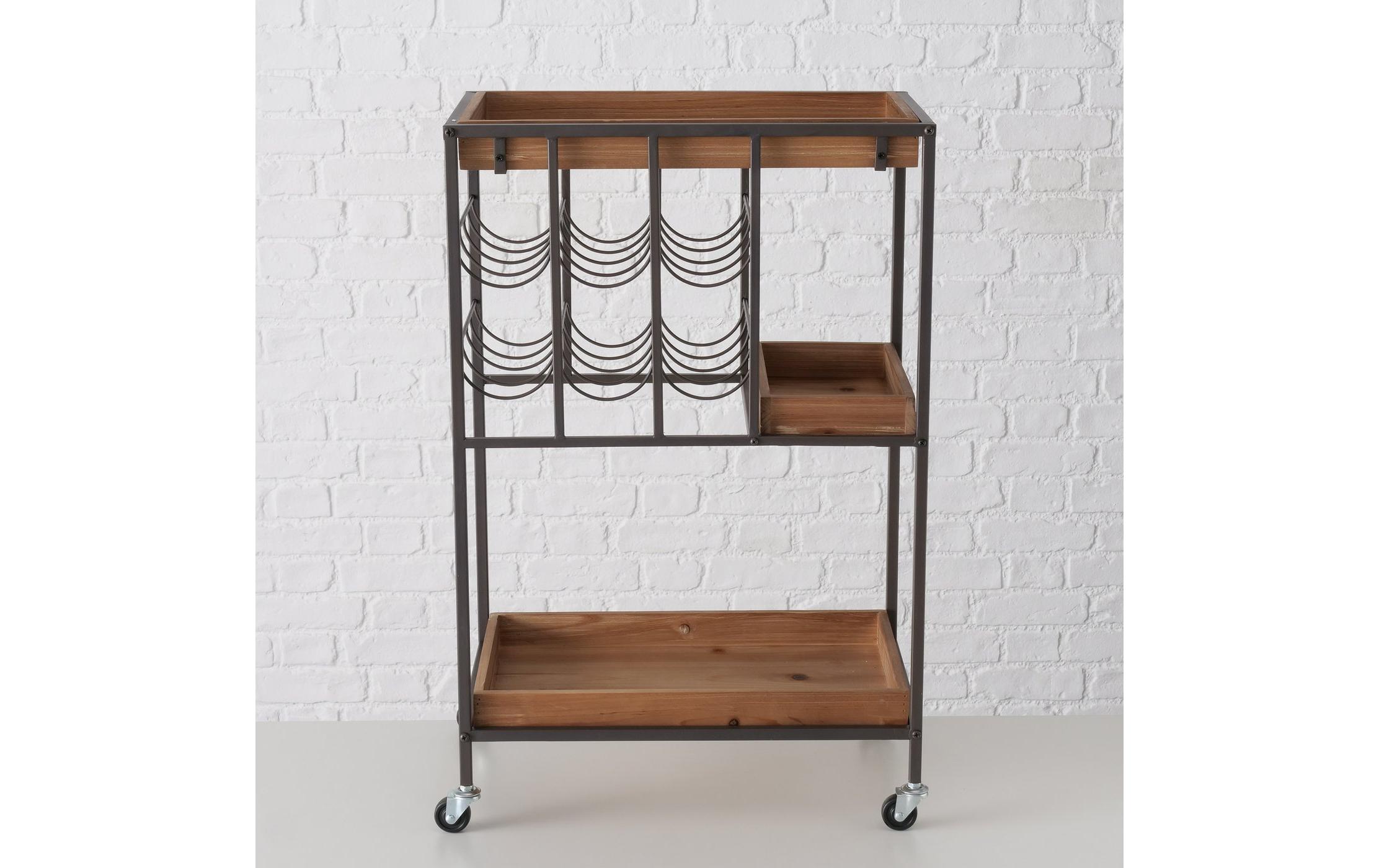 Bartrolley Minola 78 x 30 x 50 cm, Nature/Schwarz<br>Servierwagen auf Rollen