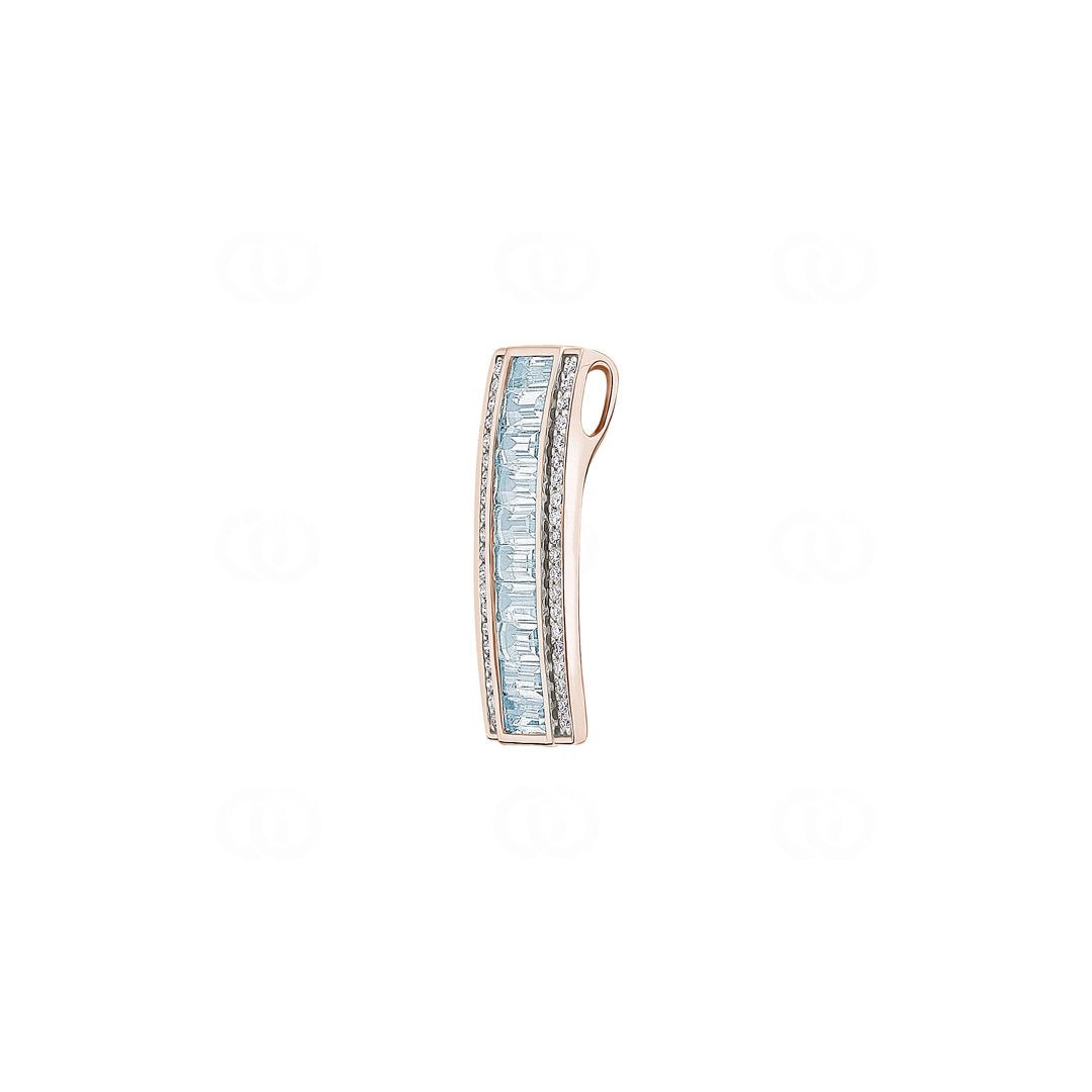 Anhänger 750/18 K Roségold mit Aquamarinen & Diamanten 0.15 ct H/si