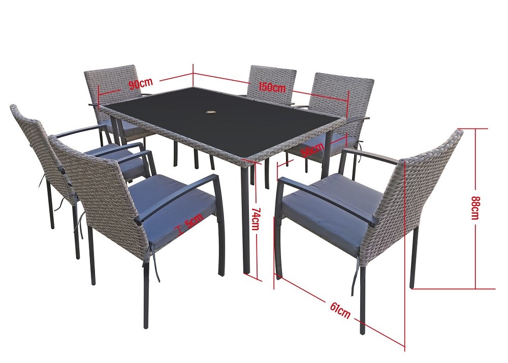 Jet-Line Gartenmöbel Essgruppe 6-Sitzer Carlo grau Jet-Line Dining Set