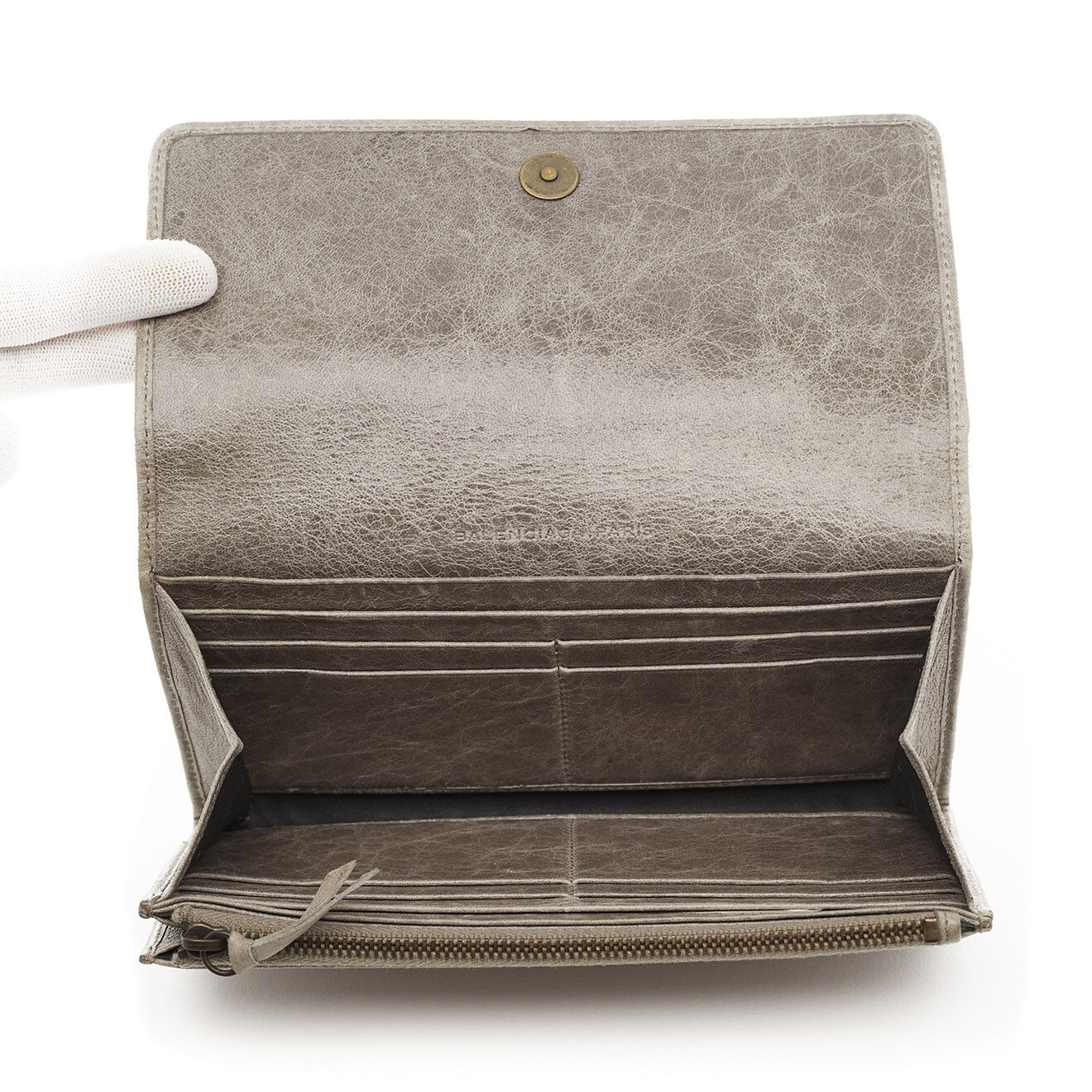 Balenciaga Portefeuille City en Cuir gris État: Très bon