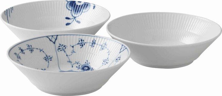 Royal Copenhagen History Mix 17 cm. dyb tallerken 3 stk. Hvid, blå