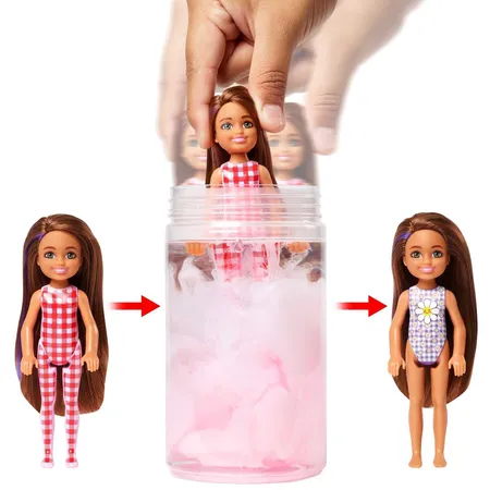 Barbie Color Reveal Chelsea Puppe, Farbwechsel-Barbie (Picknick Serie), 1 Stück, sortiert