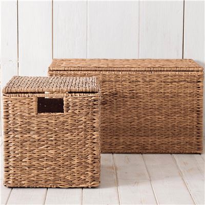 Coffre de rangement en résine tressée
