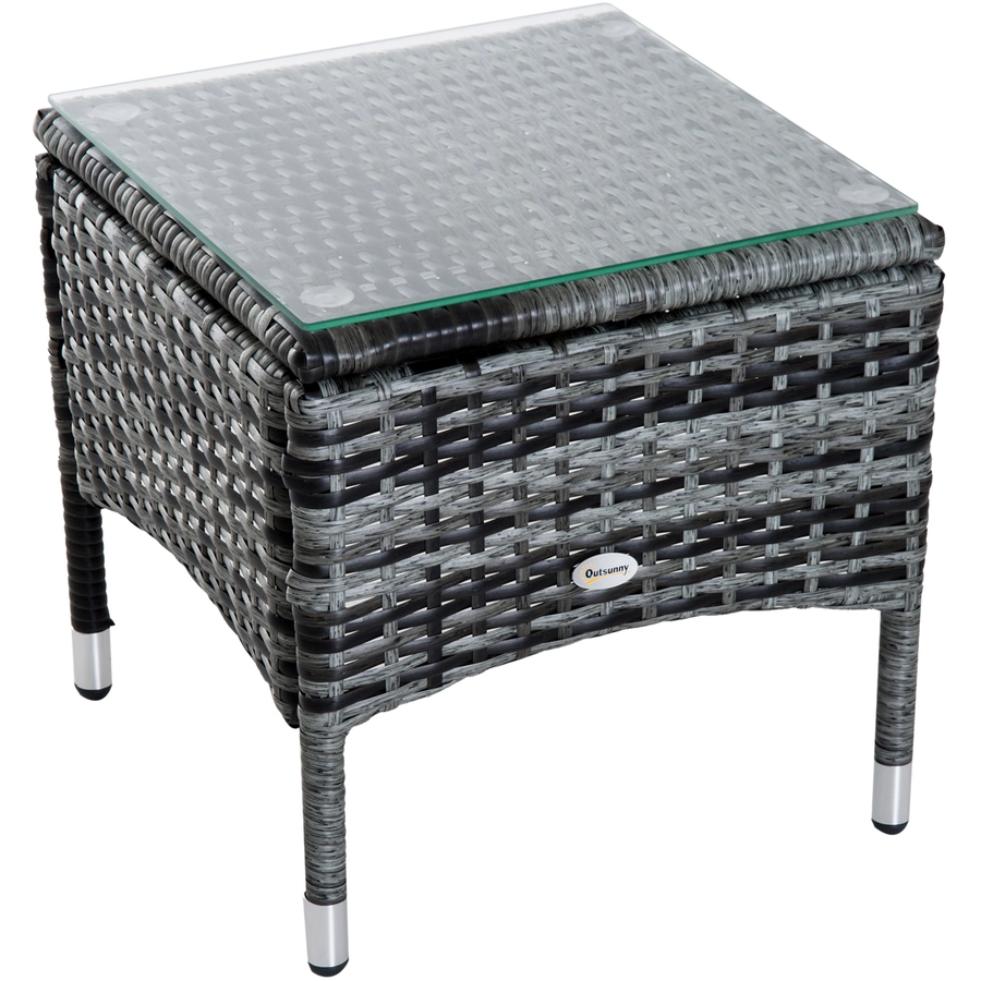 Outsunny Rattan-Gartenliege als 3-teiliges Set grau