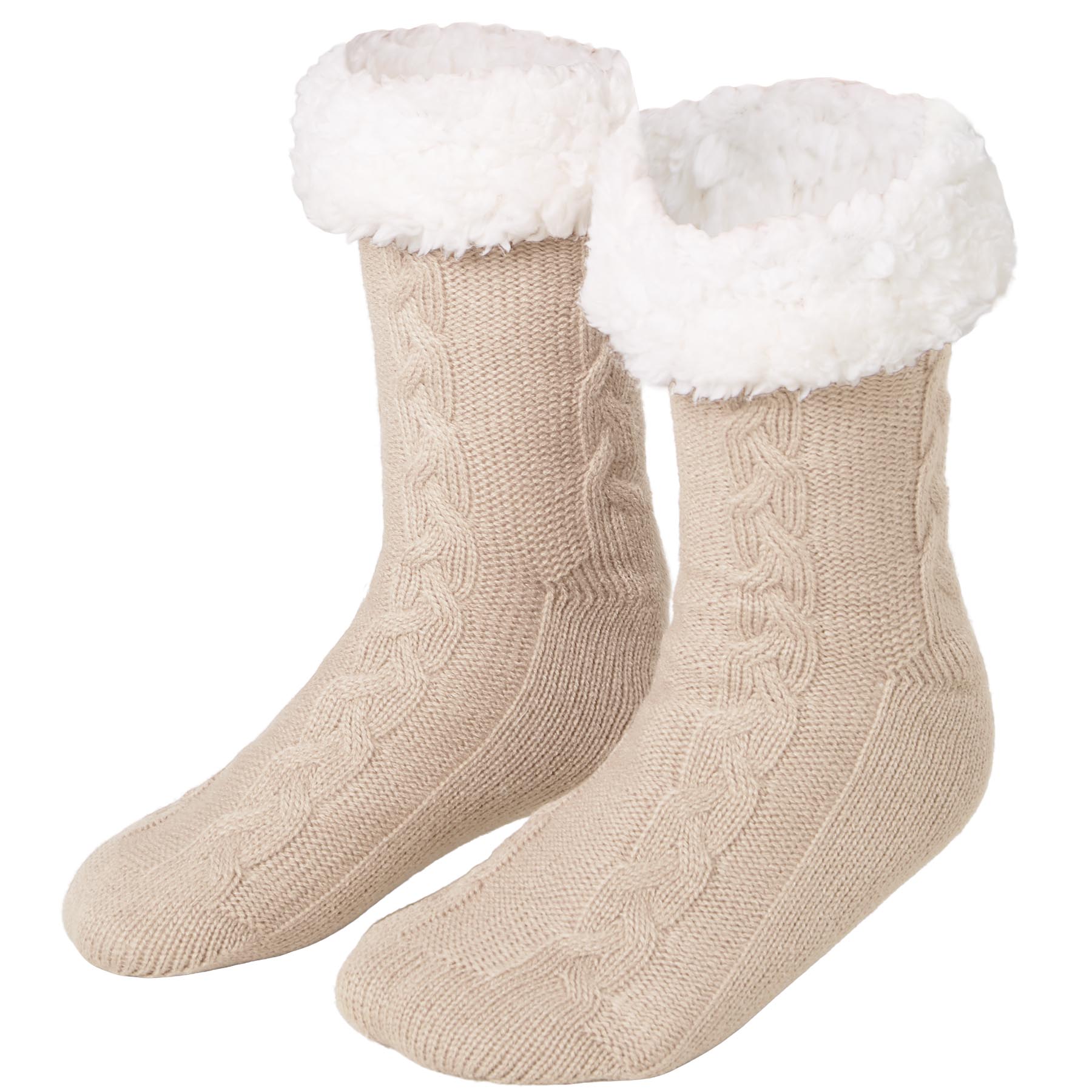 tectake® Kuschelsocken mit Muster beige