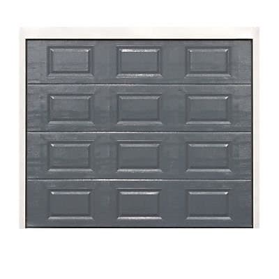 Porte de garage sectionnelle à cassettes acier Dublin grise motorisation Somfy - L.240 x h.200 cm (pré-montée)
