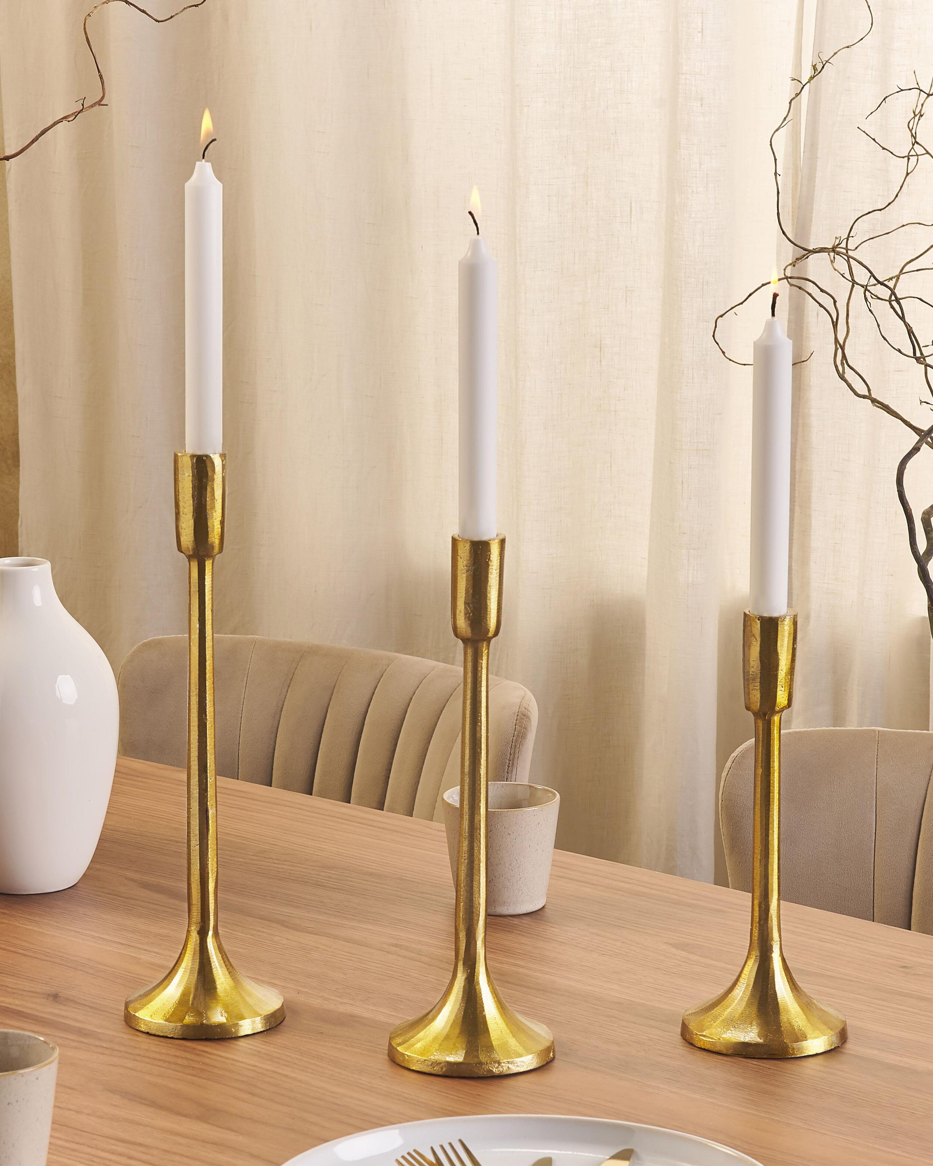 Set van 3 kaarshouders ZIMBABWE Metaal 36 cm Goud