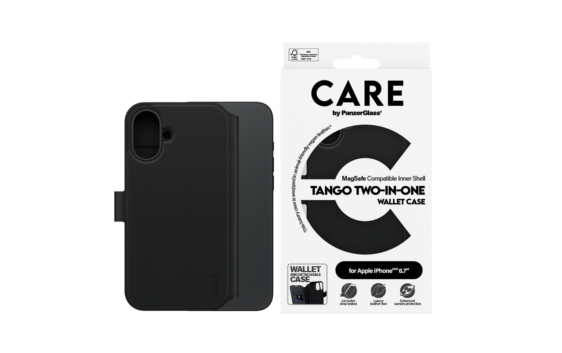 Back Cover Feature Tango 2-in-1 iPhone 16 Plus SchwarzTango Two-in-one Portemonnaie Hülle