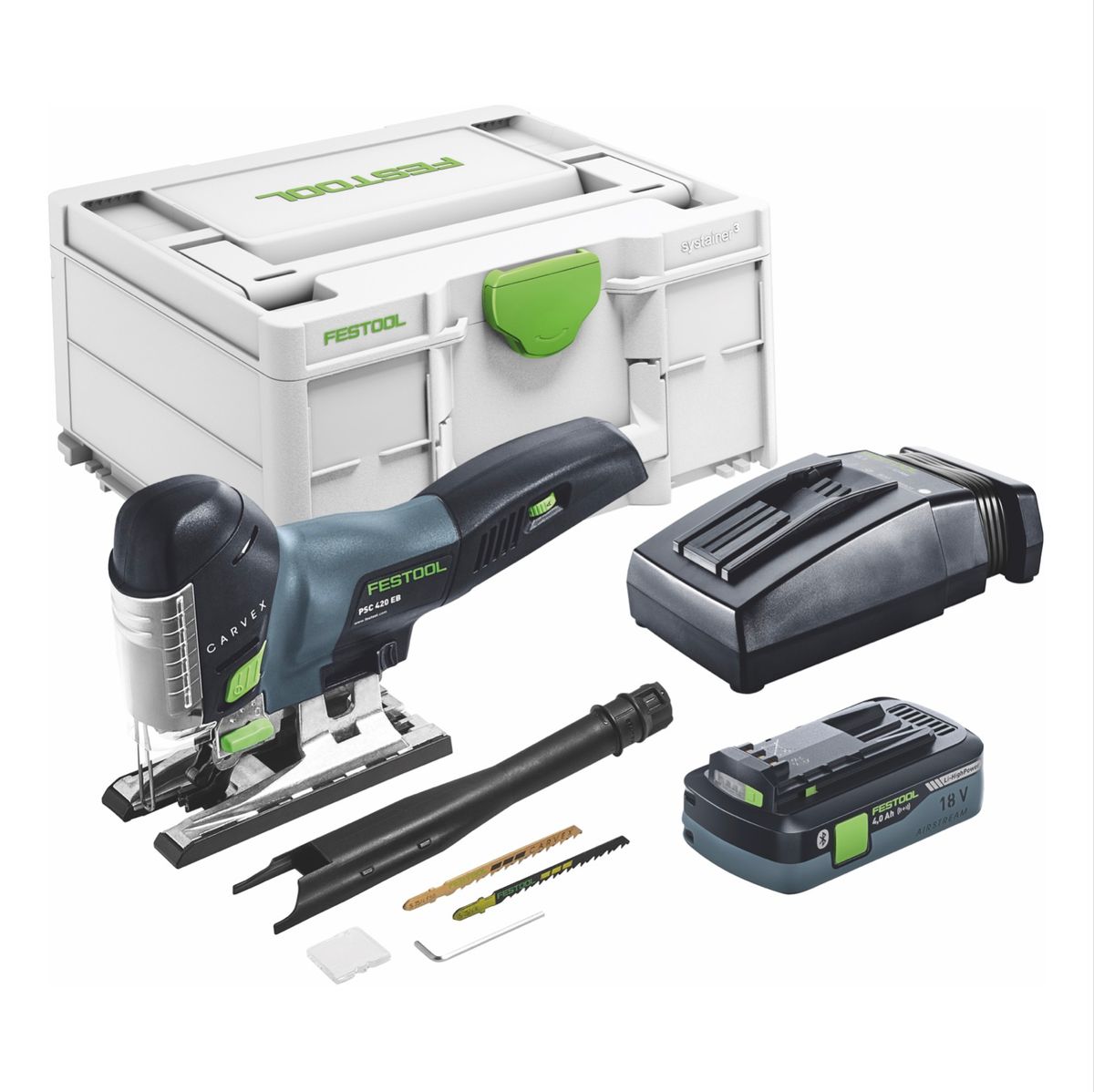 Festool CARVEX PSC 420 HPC 4.0 EBI-Plus Accu Decoupeerzaag 18 V (576525) 120 mm Borstelloos + 1x 4.0 Ah Accu + Lader + Systainer