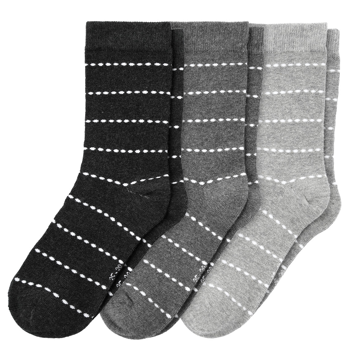 Gina Benotti 3 Paar Damen Socken gestreift hellgrau / grau / dunkelgrau