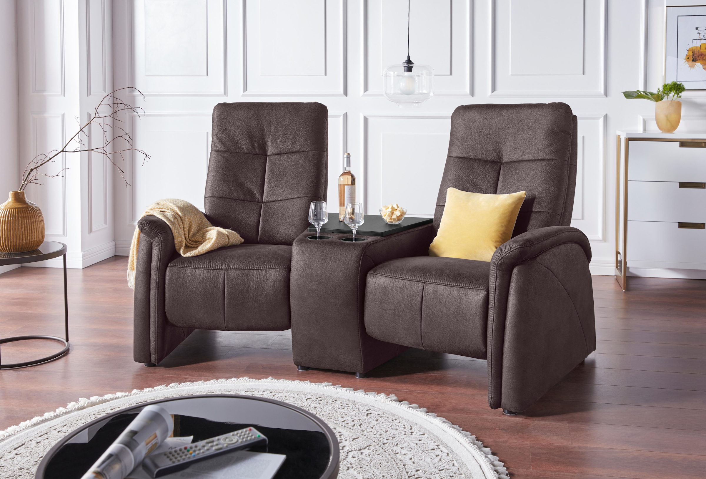 exxpo - sofa fashion 2-Sitzer »Tivoli, Kinosofa mit Relaxfunktion, mit Ablagetisch und Stauraum« bequem und komfortabel