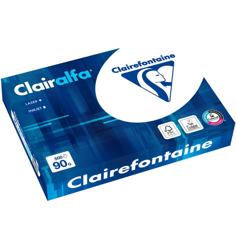 Papier A4 blanc 90 g Clairefontaine Clairalfa - Ramette de 500 feuilles
