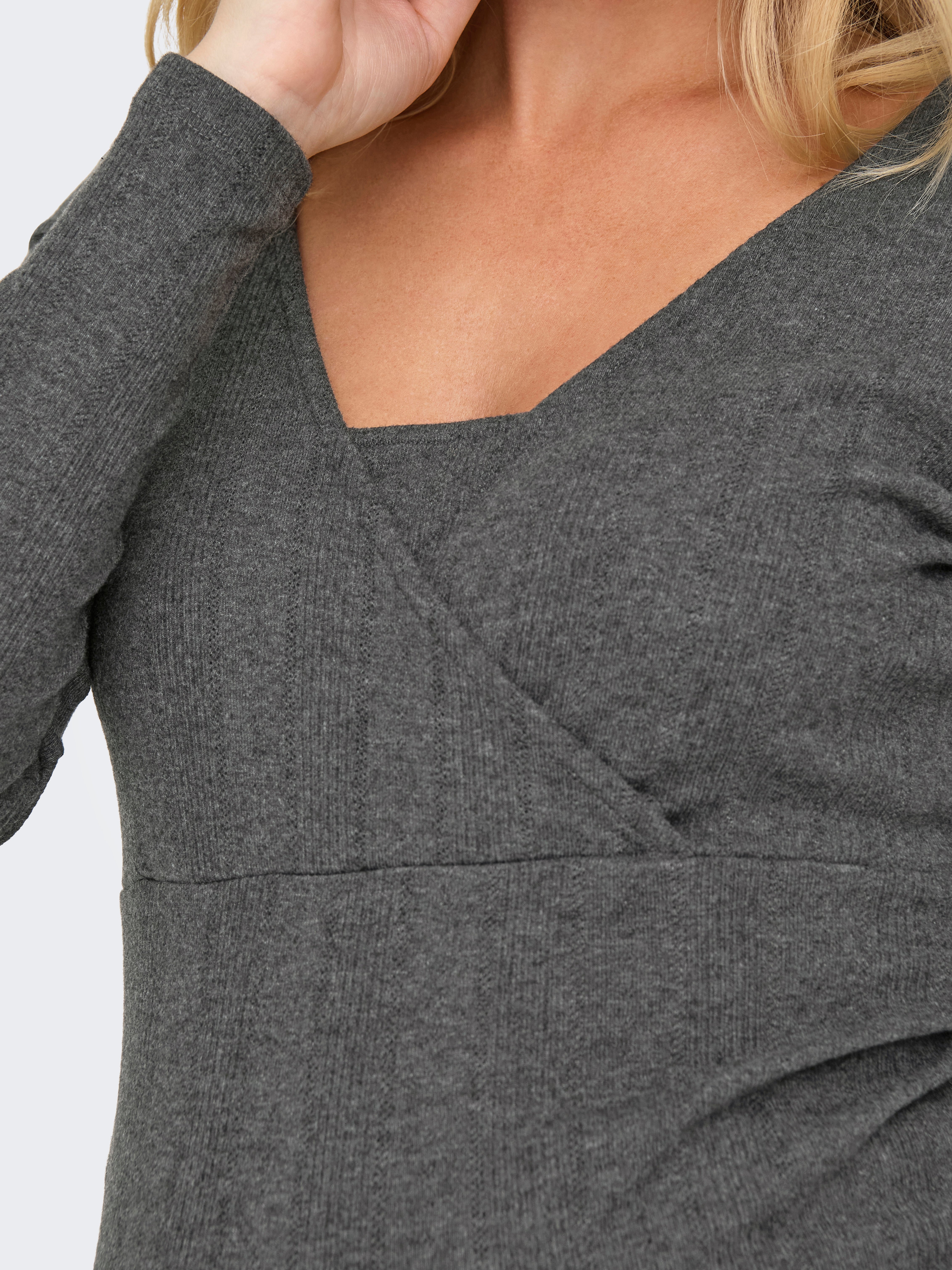 OLMLARA Top Dark Grey Melange