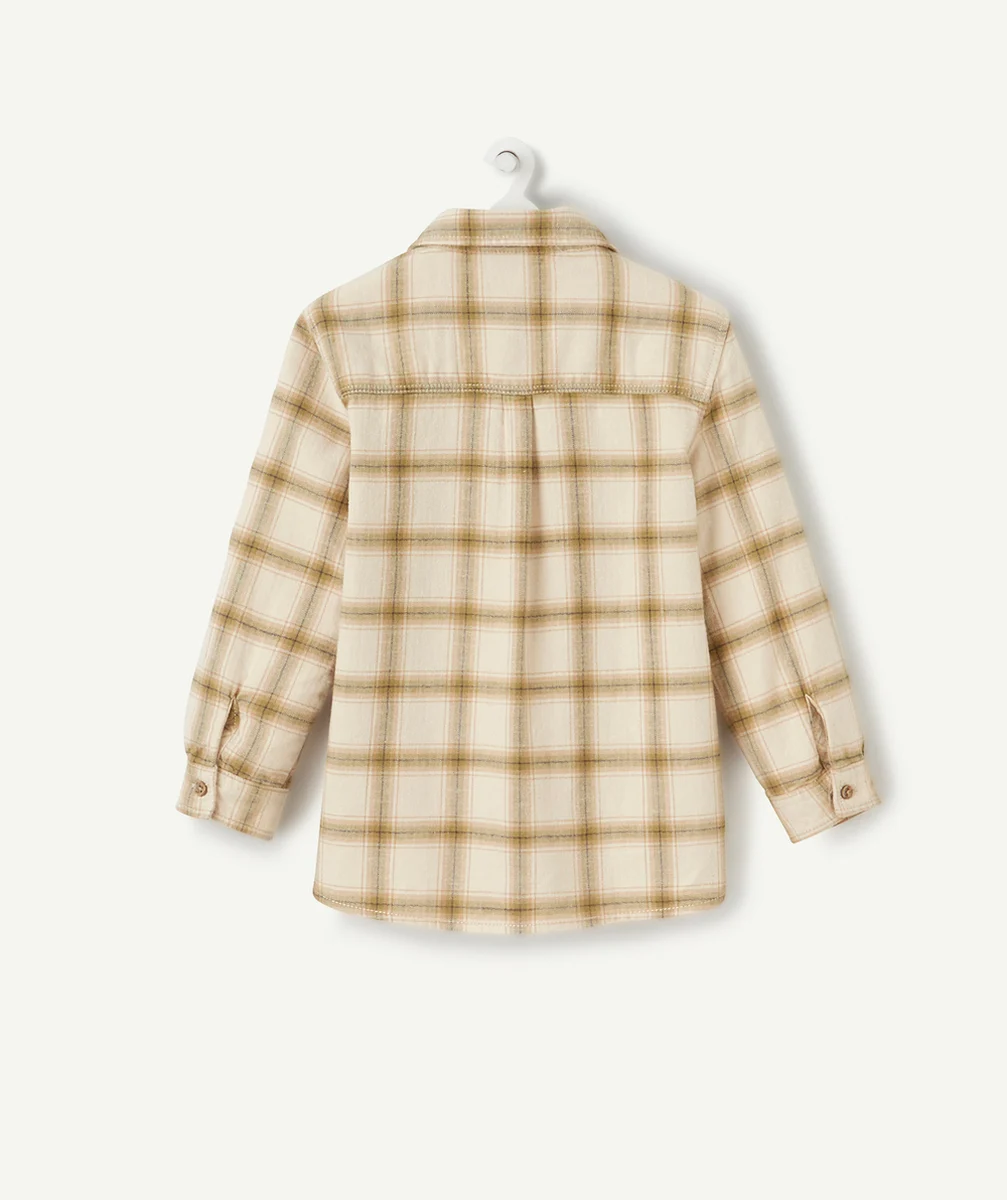 CHEMISE À CARREAUX BÉBÉ GARÇON ÉCRU ET VERT