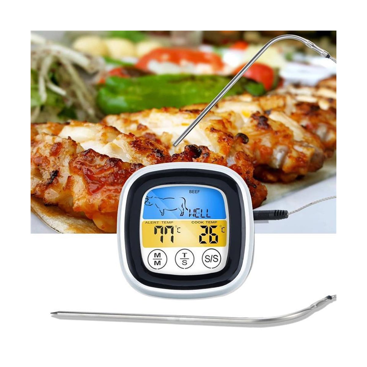 Grilltermometer Temperaturmåler Grilltermometer (hvit)