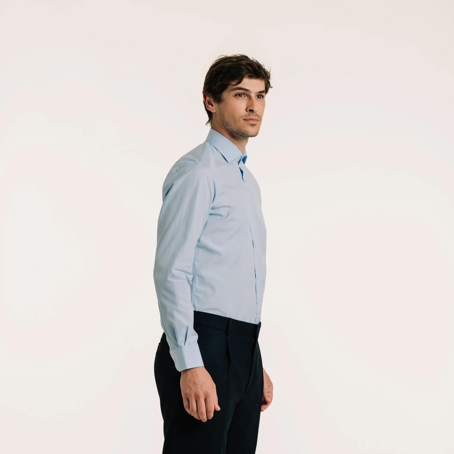 Blue double-twisted poplin shirt