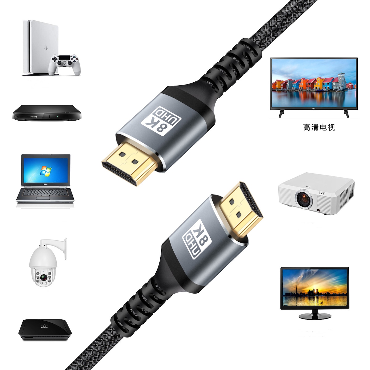2.1 HDMI-kabel 8K ved 60Hz / 4K ved 120Hz 1 m